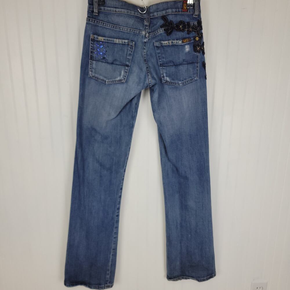 The Great China Wall Blue Boot Cut Jeans with Black Embroidery - Picture 8 of 10
